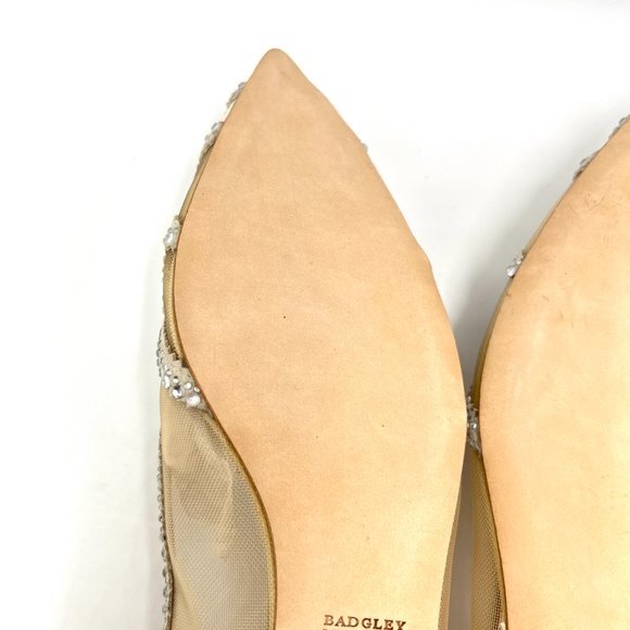 Badgley Mischka BHLDN Size 11 Gigi Pointed Toe Jeweled Ivory Ballet Flats Shoes - Picture 10 of 13